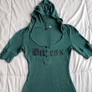Guess Jade colored shirt with hood